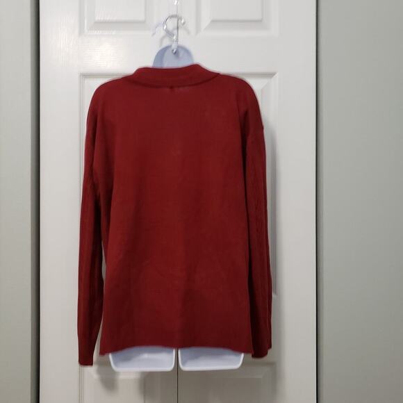 Violet & Roses Cable knit Red V Neck Sweater Stitch Fix Preppy Career wear - Picture 3 of 10